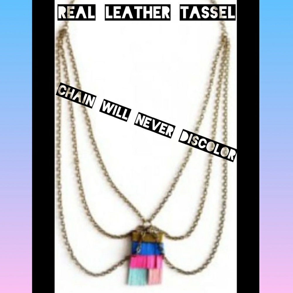 ⭐ Handmade leather tassel collarbone necklace